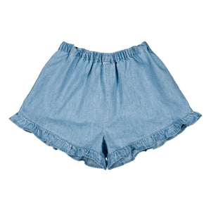 Louis Louise - Shorts con volantes Joséphine Chambray | Azul claro