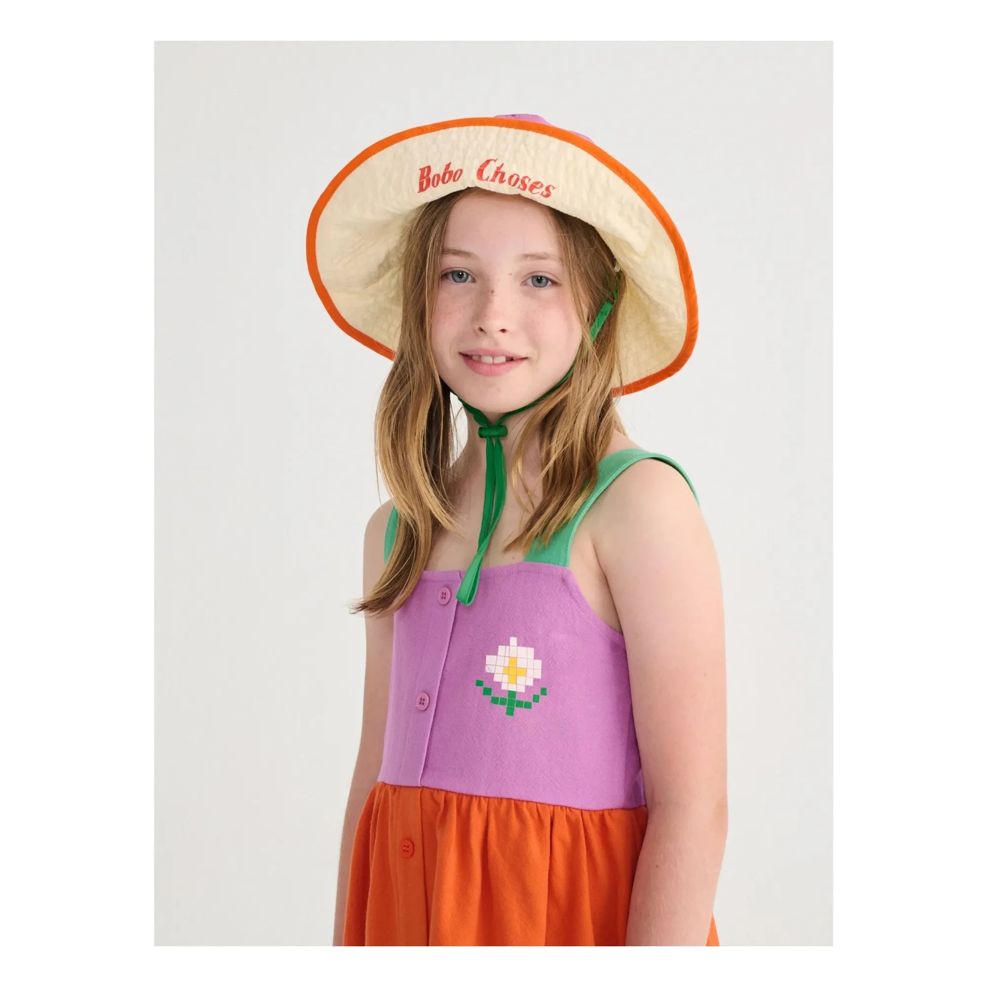 Bobo Choses - Vestido de algodón orgánico color block | Naranja