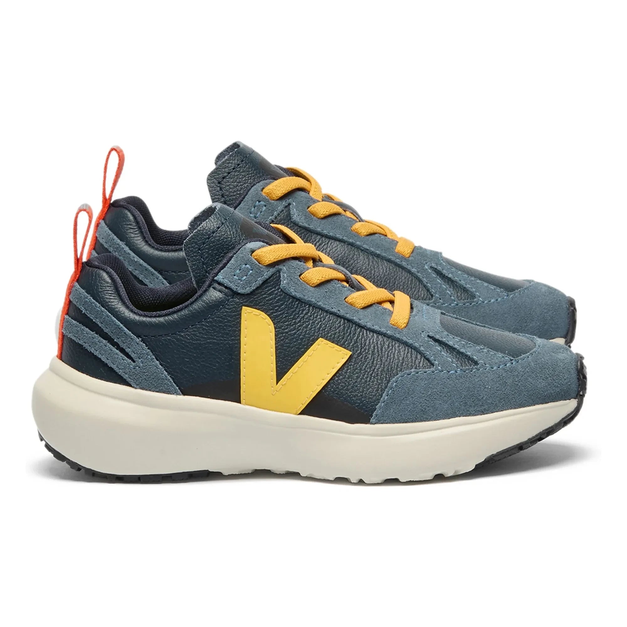 Veja - Zapatillas con Cordones y Encaje Pequeño Canario Piel Abierta O.T. | Azul
