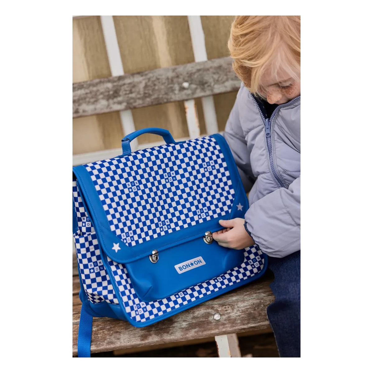 Bonton - Damier Okul Çantası | Mavi