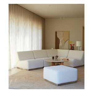 The Socialite Family - Puf redondo de tela tejida | Crema