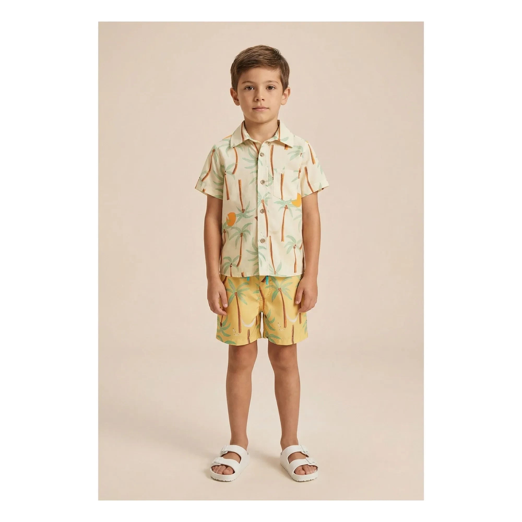 Pepita & Me - Guayabera Palm Camisa de manga corta | Marfil