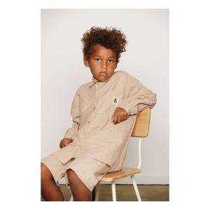 Mini Rodini - Camisa de popelín de algodón orgánico a rayas | Marrón