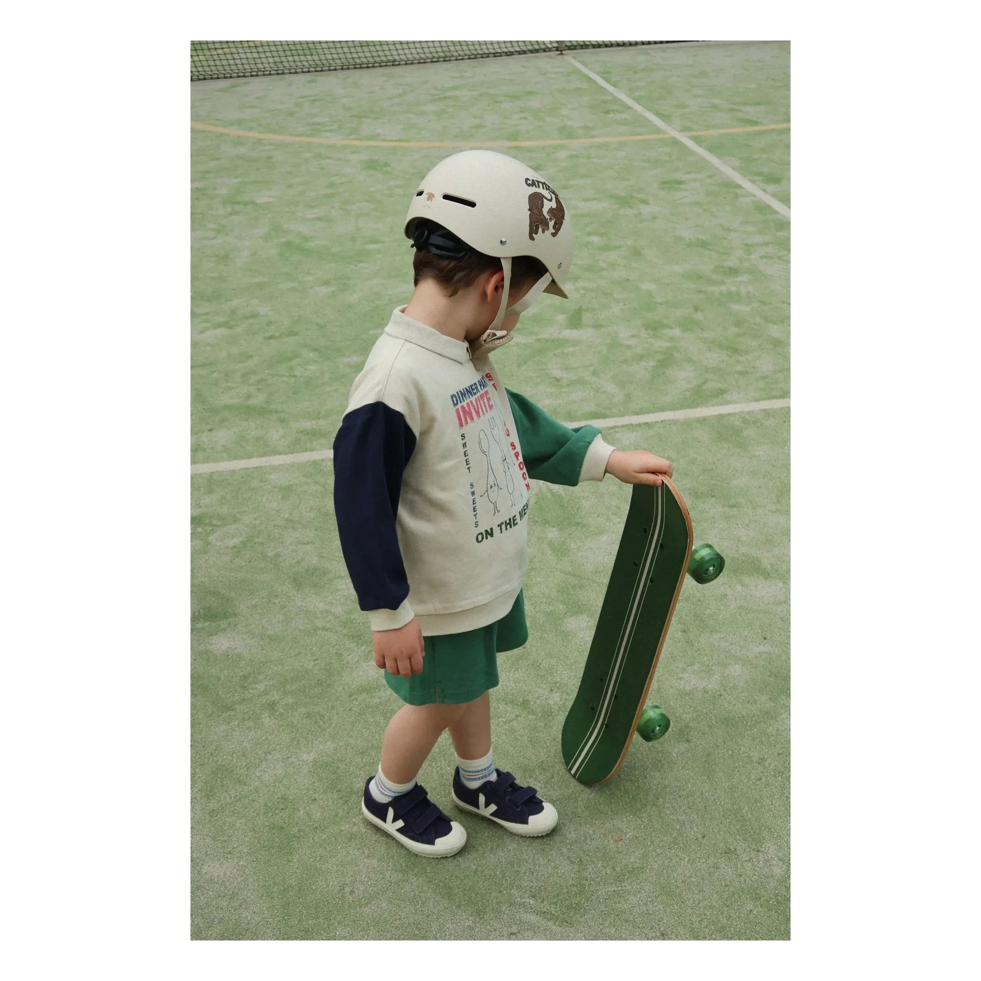 Konges Sløjd - Polo de algodón orgánico con cuello de sudadera moteado | Beige