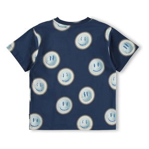 Molo - Camiseta de algodón orgánico Riley Smileys | Azul marino