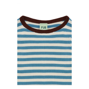 FUB - Suéter de punto fino de algodón orgánico con canalé | Azul celeste