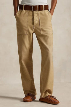 Pantalón liso de algodón Polo Ralph Lauren para mujer
