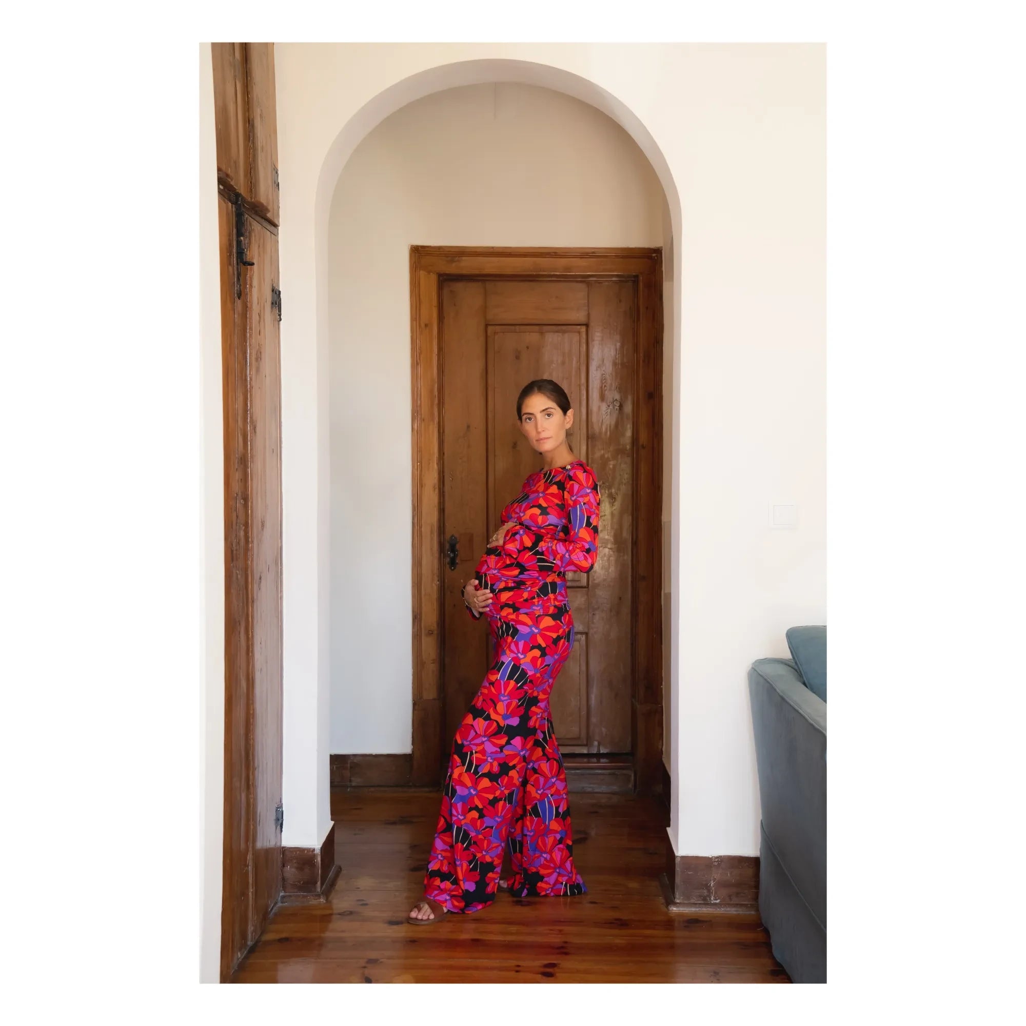 Paloma Collection - Pantalones Premamá Andrea Flower Power | Rojo