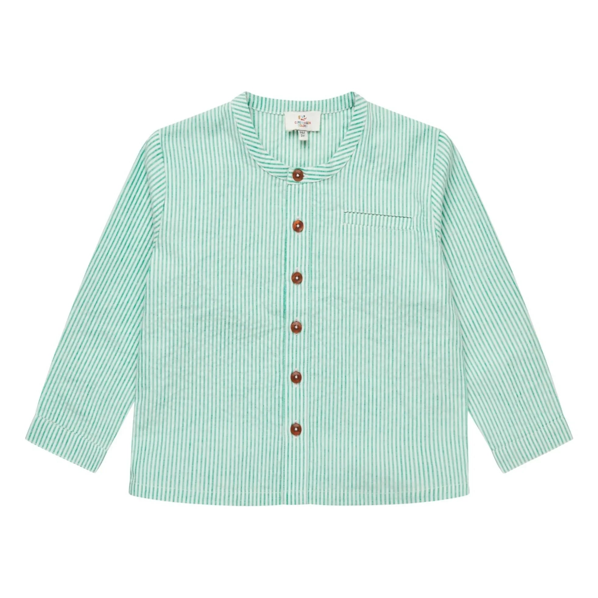 Copenhagen Colors - Camisa de algodón orgánico con textura a rayas | Turquesa