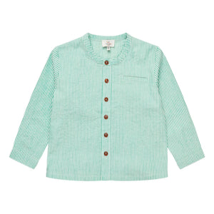 Copenhagen Colors - Camisa de algodón orgánico con textura a rayas | Turquesa