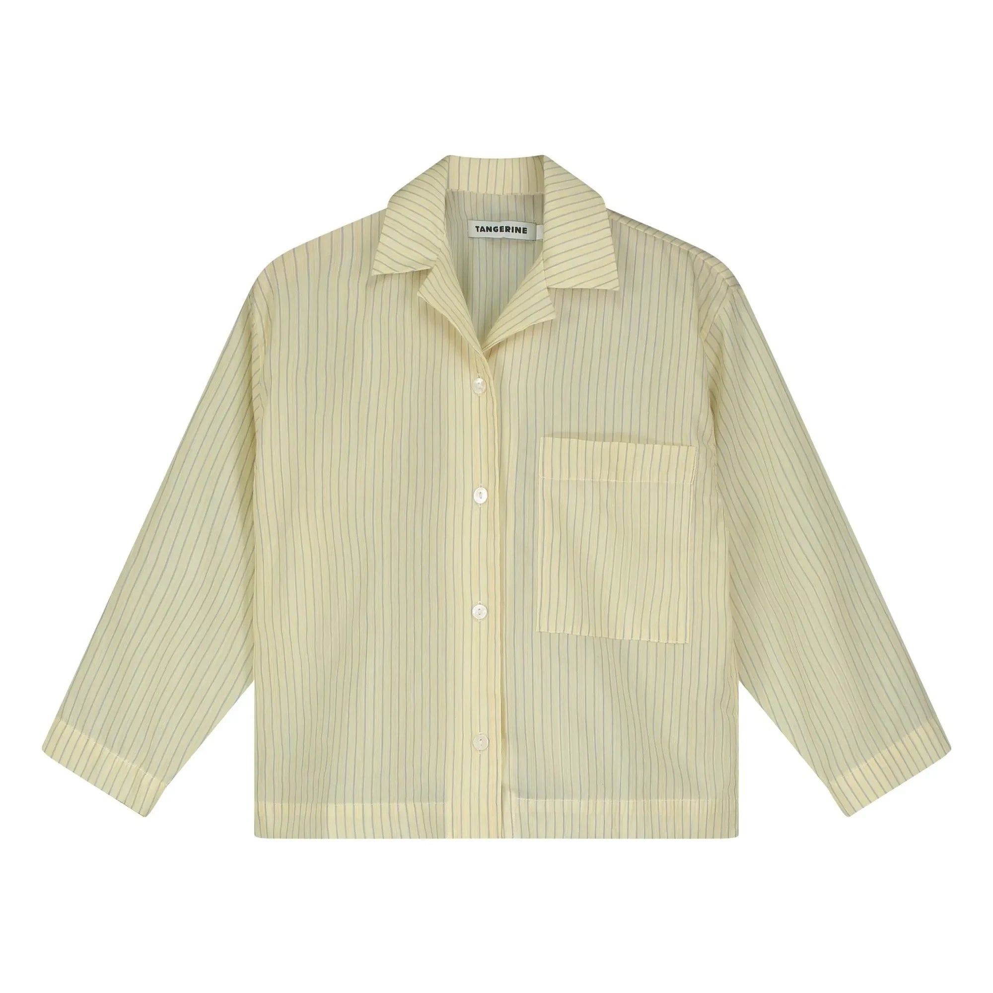 Mandarina - Camisa de bolos a rayas | Amarillo pálido