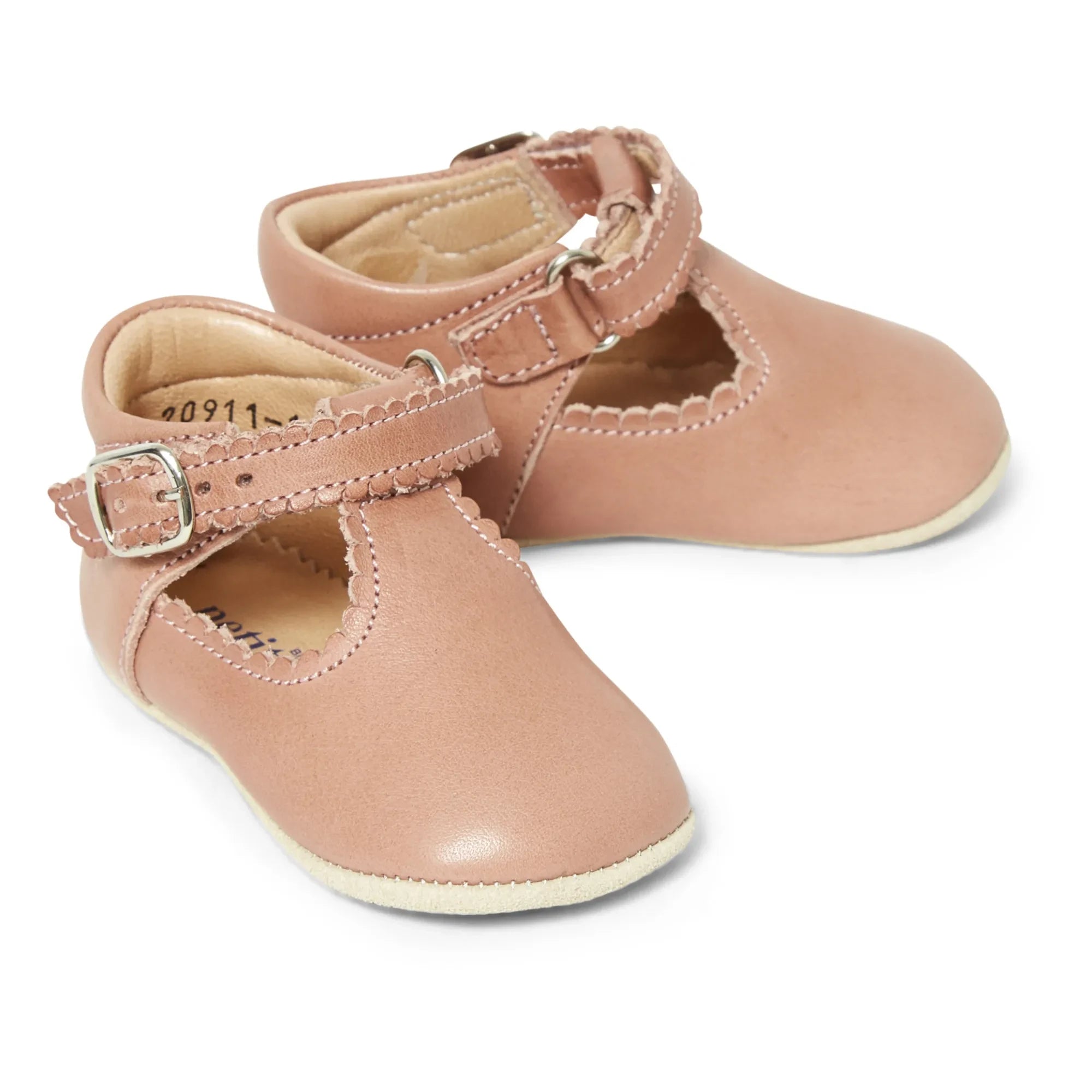 Petit Nord - Sandalia Mary Jane T-Bar Ondulada | Rosa Pastel