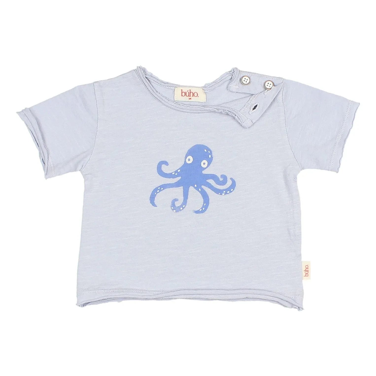 Búho - Camiseta pulpo de algodón orgánico | Azul claro