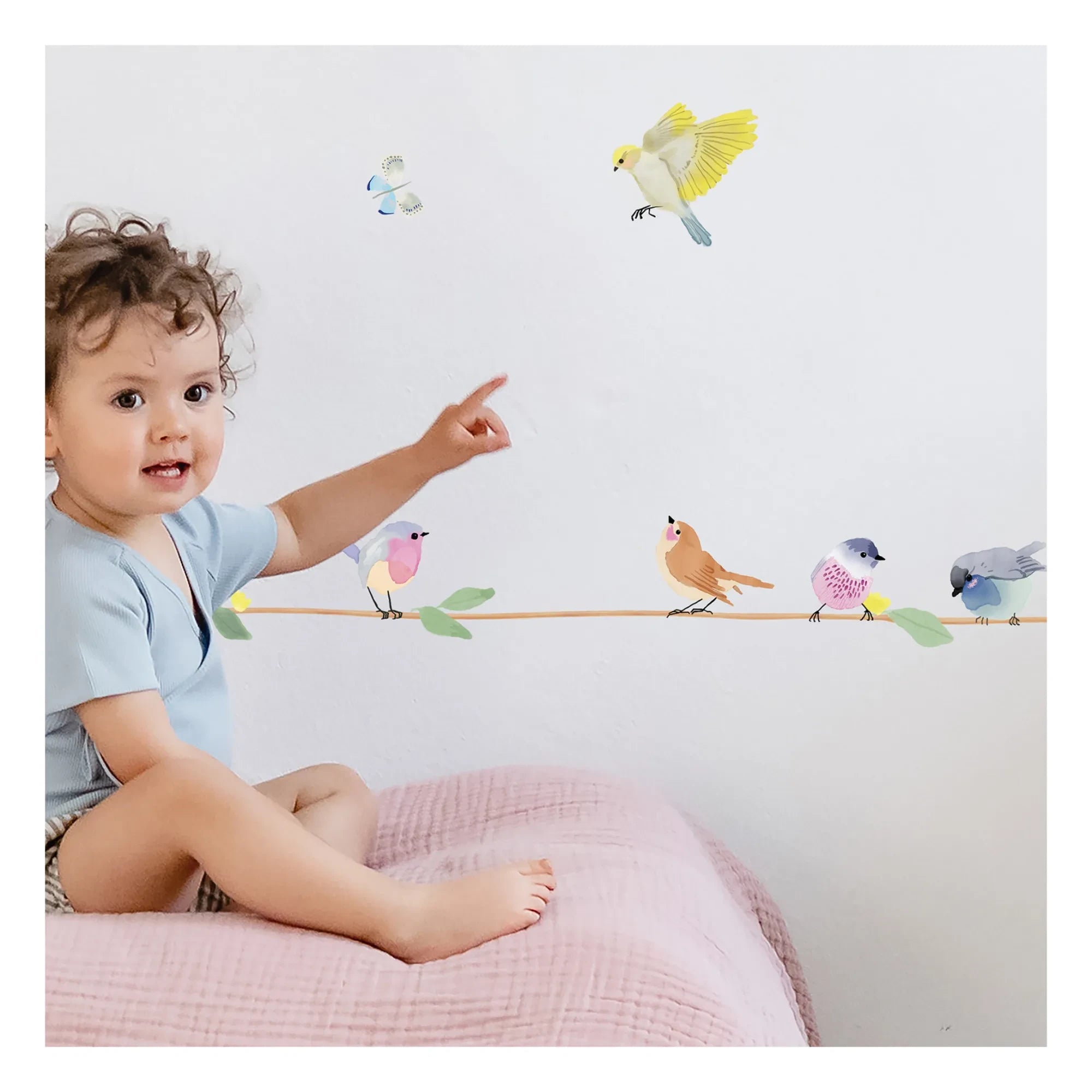 MIMI'lou - Vinilo decorativo Cenefa Pájaros de primavera en la rama