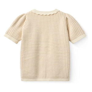 Copenhague Colors - Cárdigan jacquard de algodón orgánico de manga corta | Beige rosado