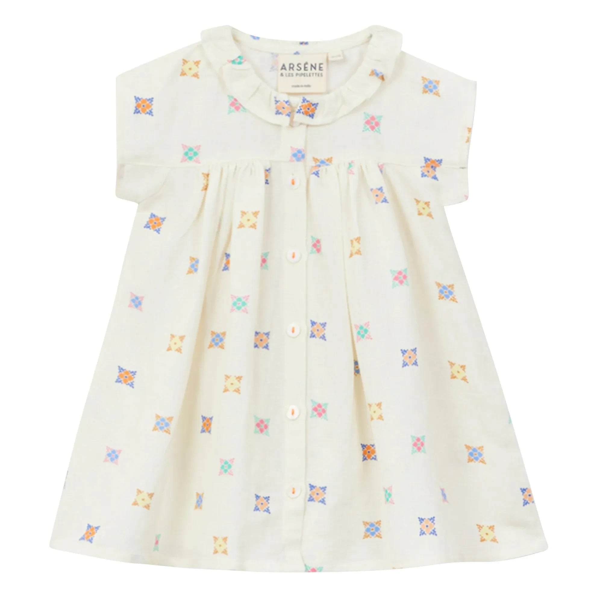 Arsène et Les Pipelettes - Vestido de lino y gasa con estampado floral | Crudo