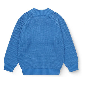 Copenhagen Colors - Suéter de algodón orgánico acanalado | Azul cerúleo