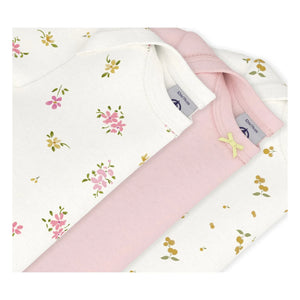Petit Bateau - Conjunto de 3 Bodys de Algodón Orgánico con Estampado Floral | Rosa