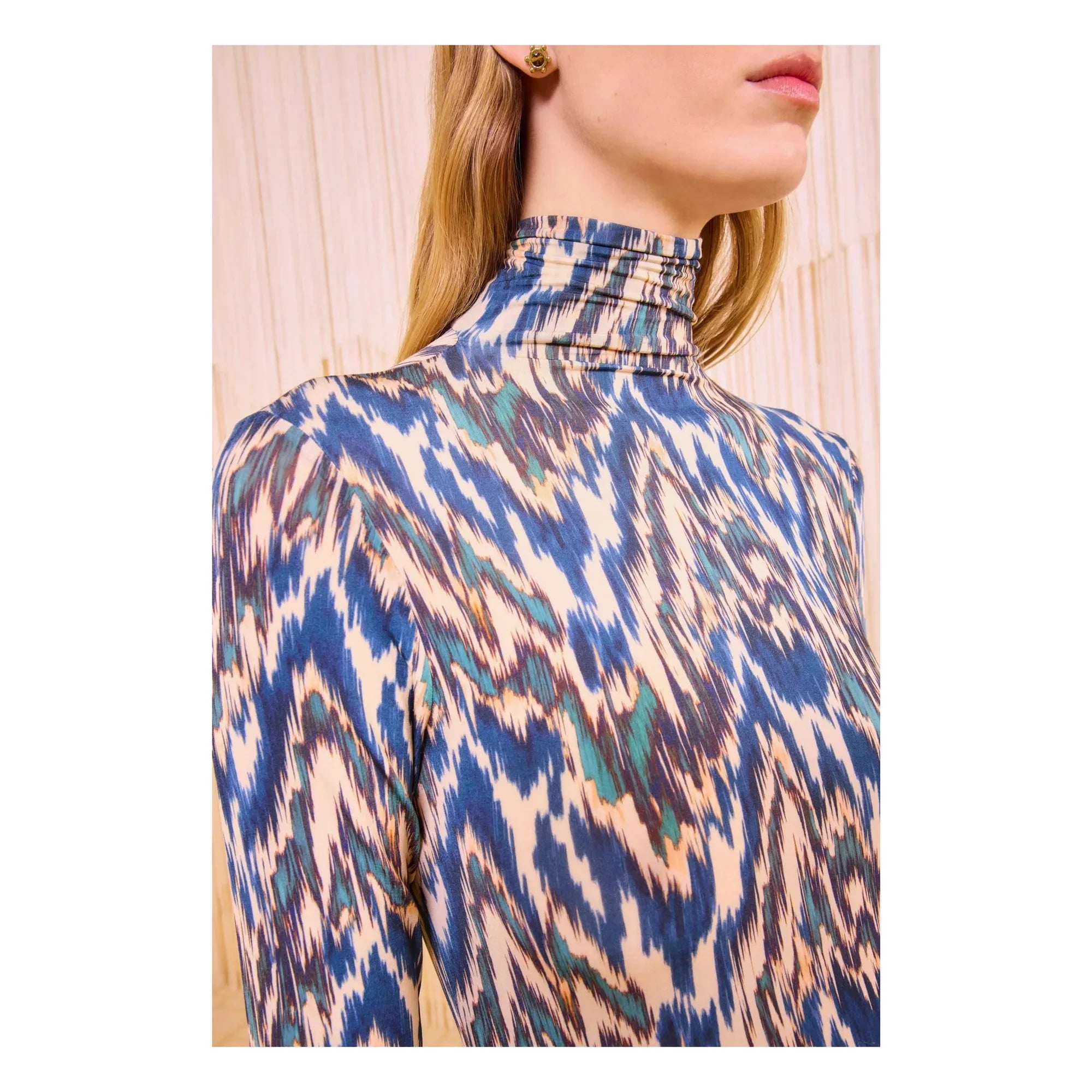 Ulla Johnson - Aurelia boğazlı T-shirt | Mavi
