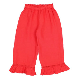 Búho - Pantalón de lino con volantes | Rojo