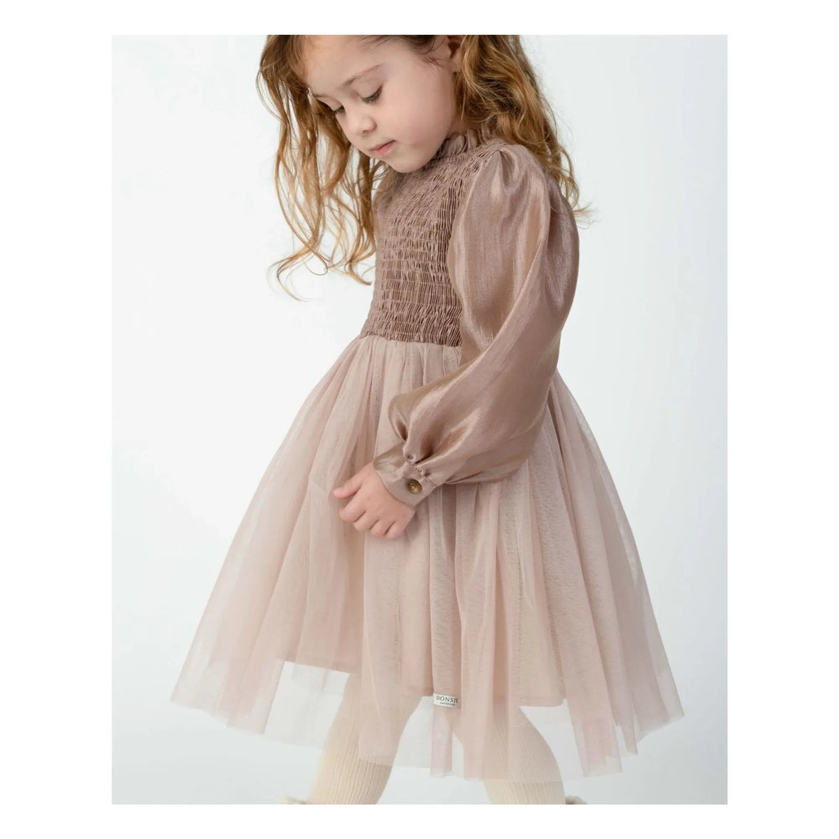 Donsje - Vestido fruncido de dos materiales Janice | Rosa