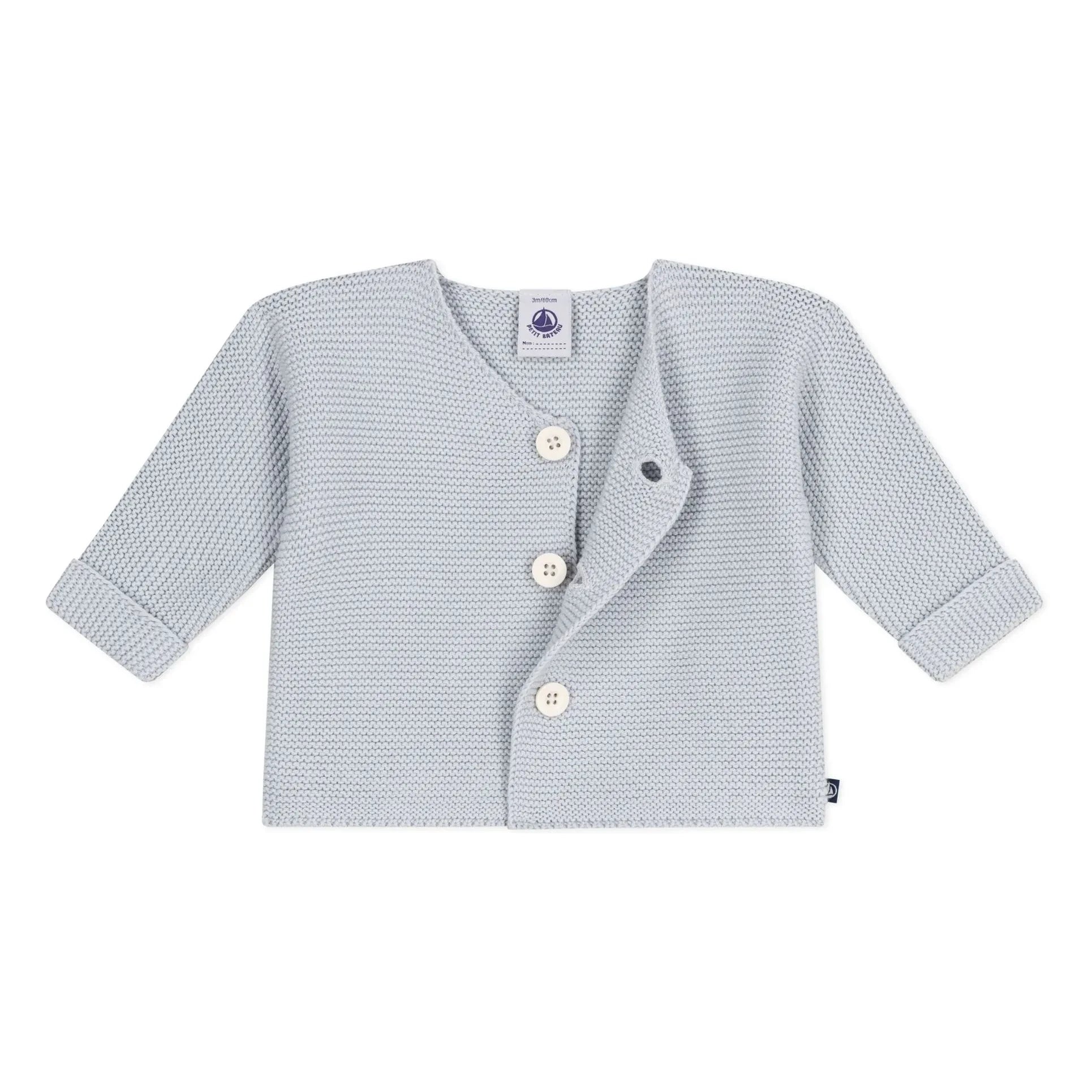 Petit Bateau - Cárdigan fino de punto de algodón orgánico | Gris claro