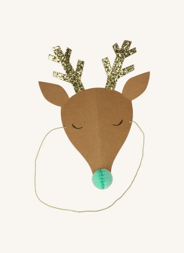 Meri Meri - Sombreros de Navidad con Ciervo Alegre - Pack de 6