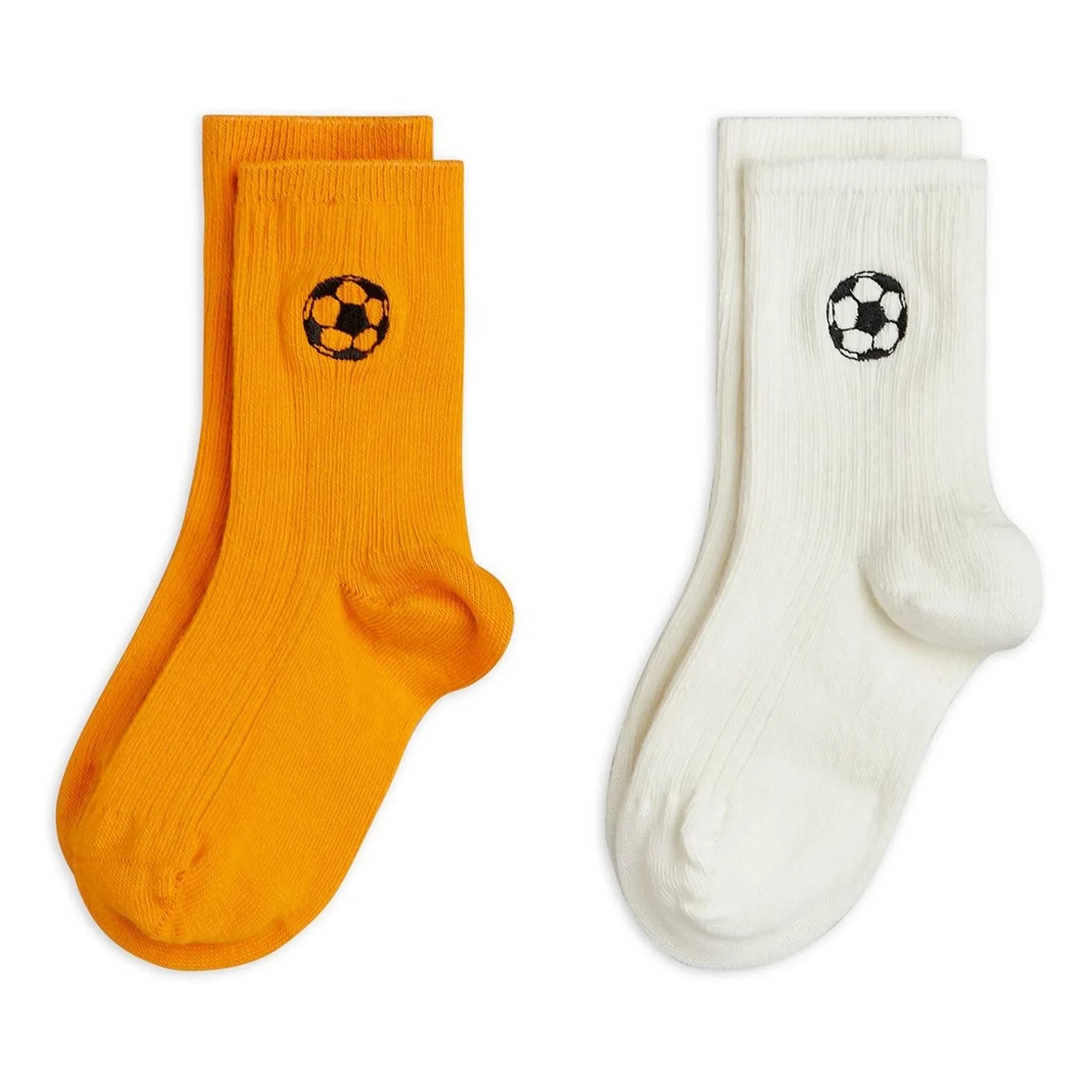 Mini Rodini - Set de 2 pares de calcetines de fútbol de algodón orgánico | Naranja