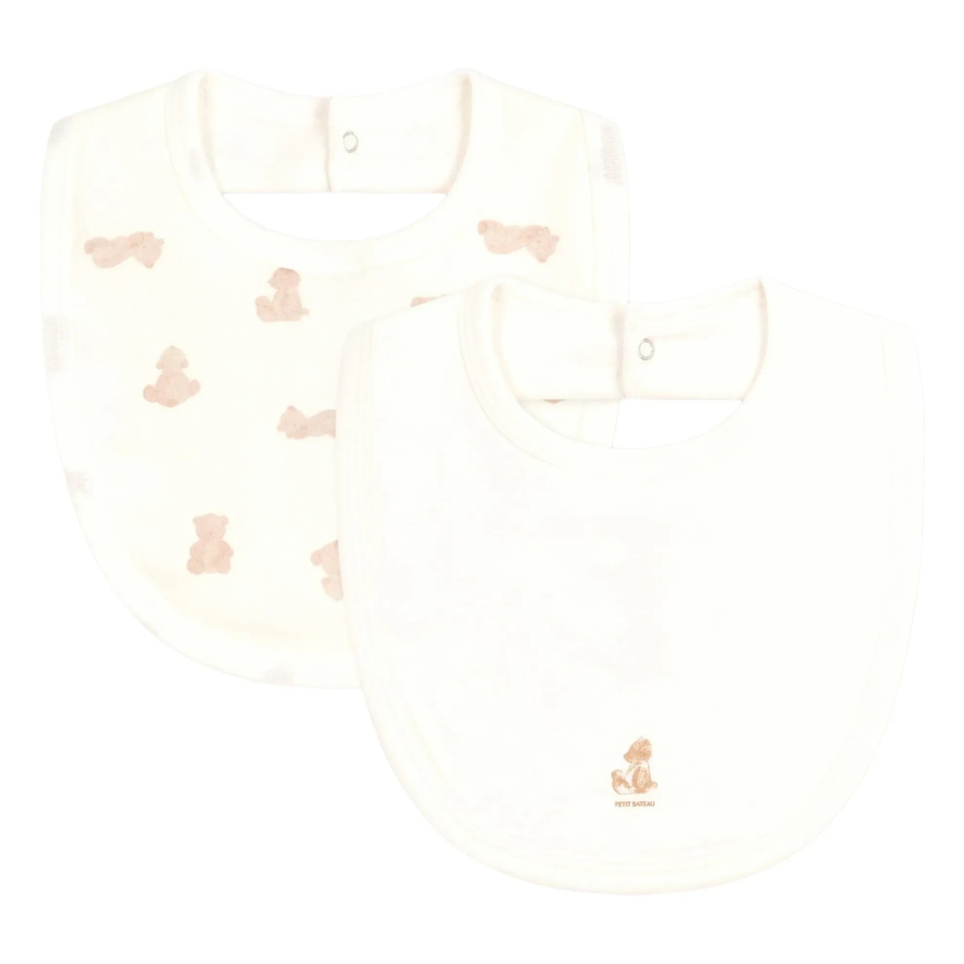 Petit Bateau - Set de 2 baberos de osito | Blanco