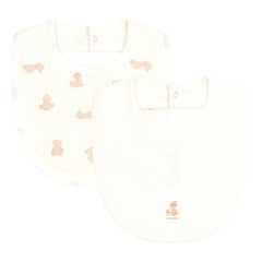 Petit Bateau - Set de 2 baberos de osito | Blanco