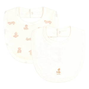 Petit Bateau - Set de 2 baberos de osito | Blanco