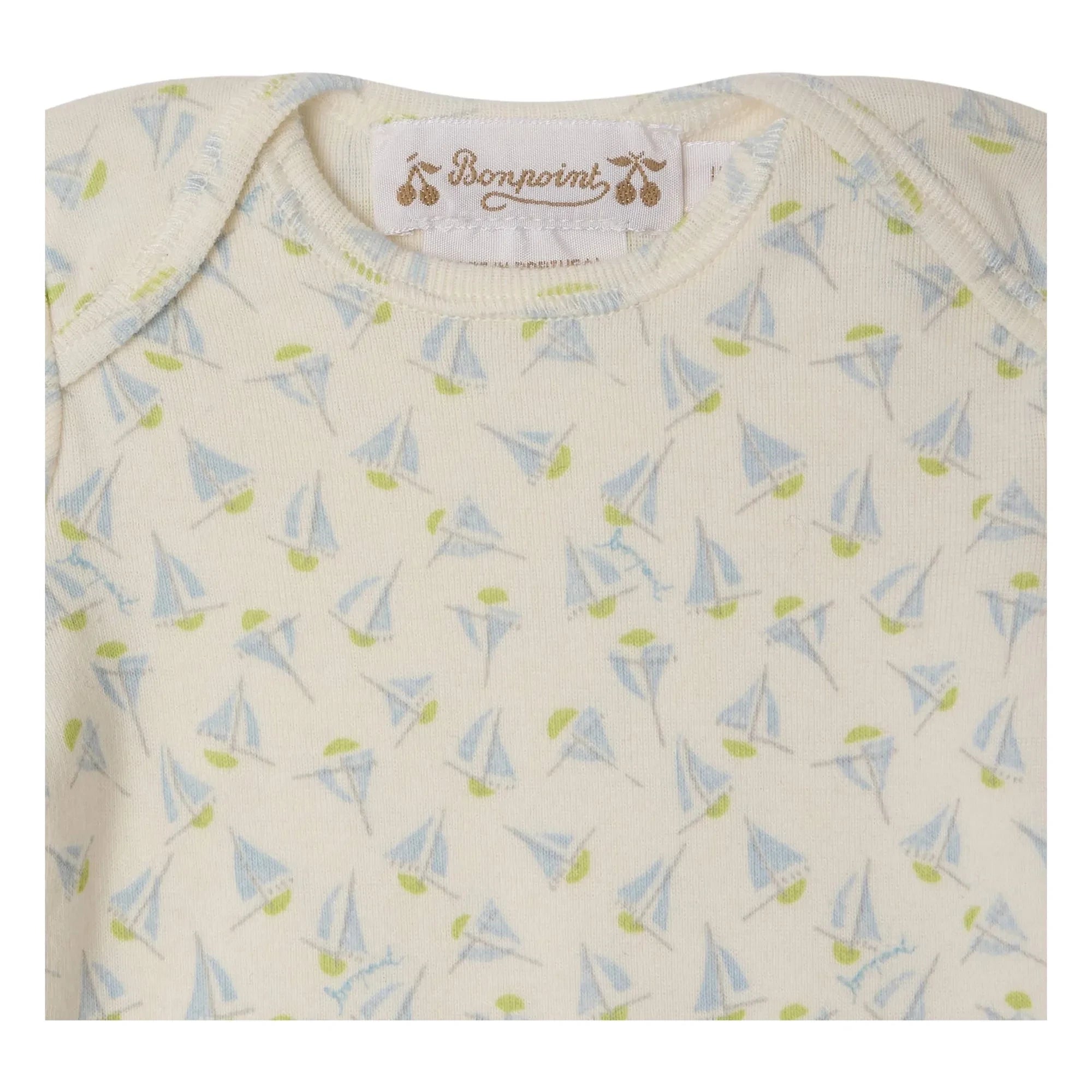Bonpoint - Conjunto de camiseta y mallas de algodón orgánico Timi Voiliers | Blanco roto
