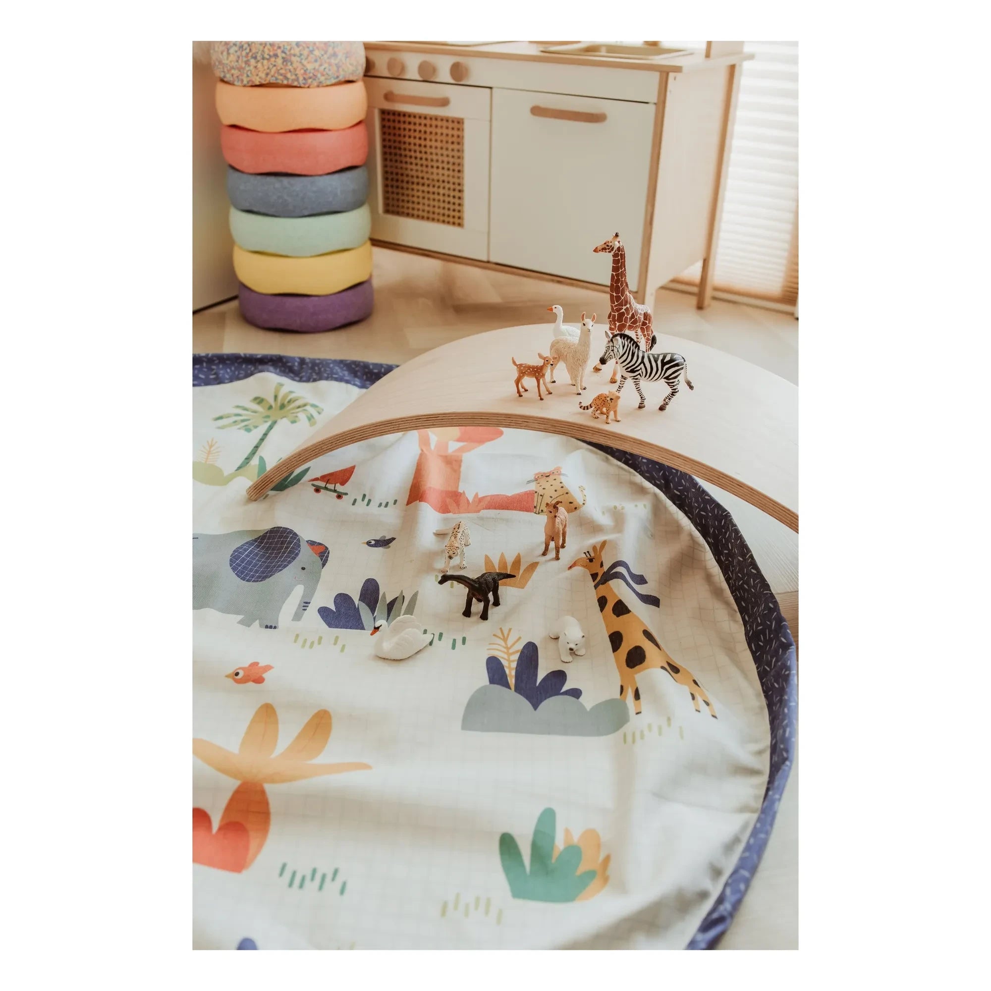Play and Go - Noomad Puce et Pilou bolsa/alfombra de juego - Play&Go x Moulin Roty | Azul