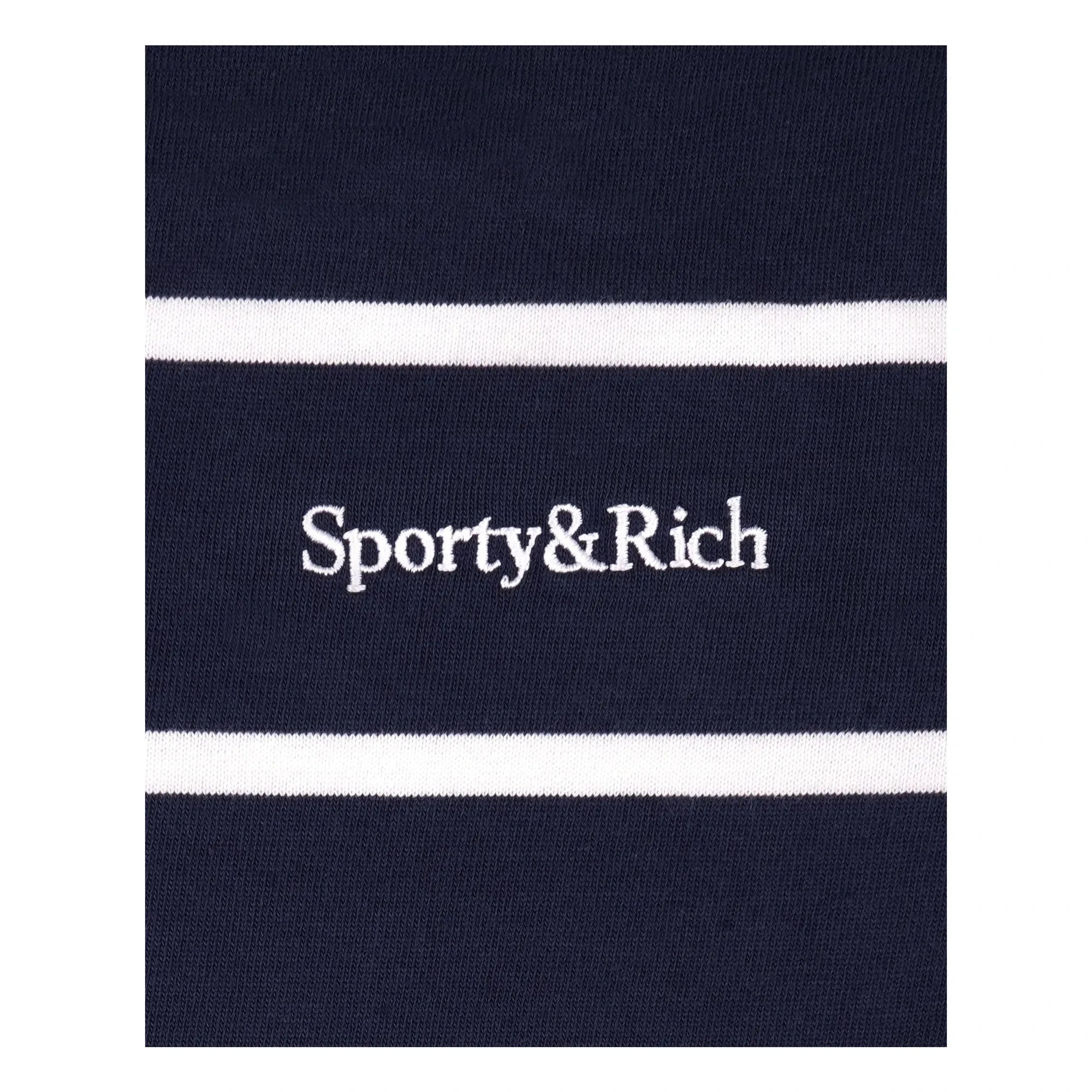 Sporty & Rich - Rugby Polo Serif Logo Çizgili | Lacivert
