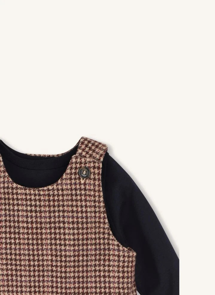 Chloé - Set de vestido de cuadros y camiseta Chloé | Marrón