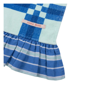 Jera Mini - Toalla de rizo azul con volantes y estampado de cuadros | Azul