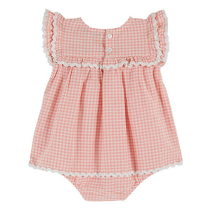 Emile et Ida - Vestido peto de algodón orgánico de cuadros Vichy | Rosa