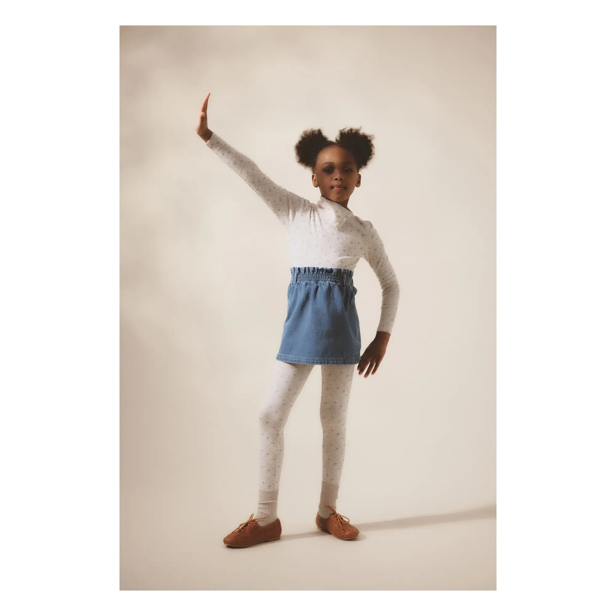 Soor Ploom - Mallas elásticas de algodón orgánico con estampado floral | Crudo