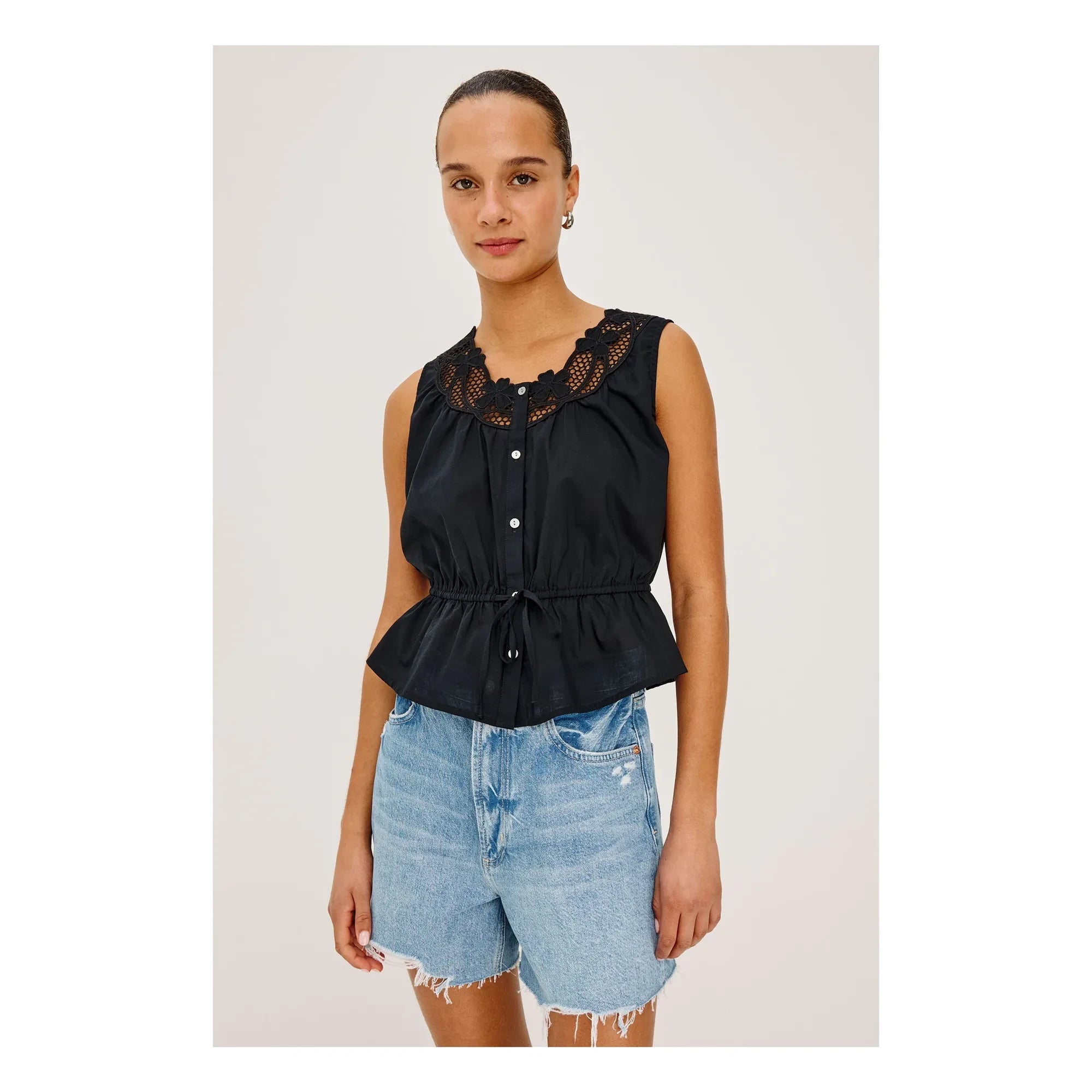Rails - Blusa bordada Leilani | Negra