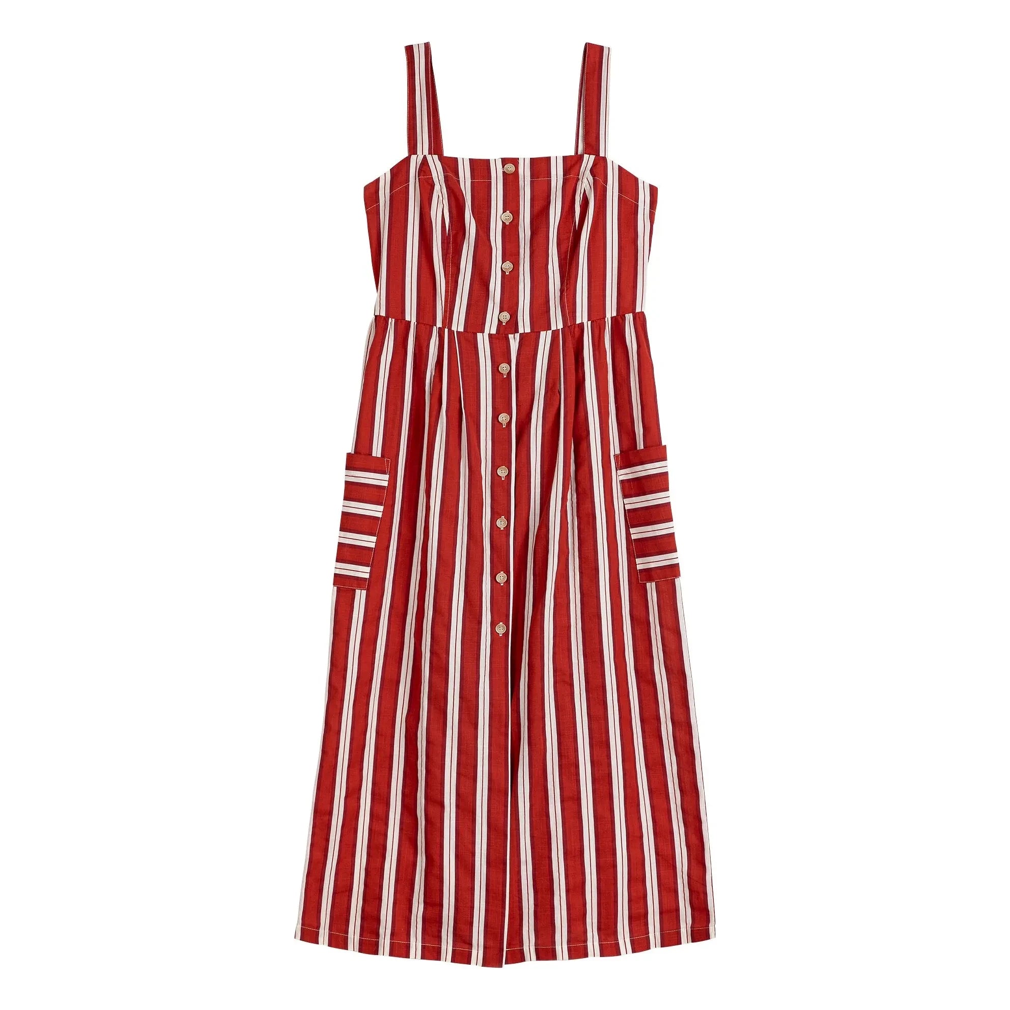 Bobo Choses - Vestido de Manga Española Rayado de Algodón Orgánico | Rojo teja