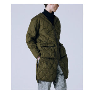 Taion - Abrigo largo acolchado unisex con cremallera | Verde oliva