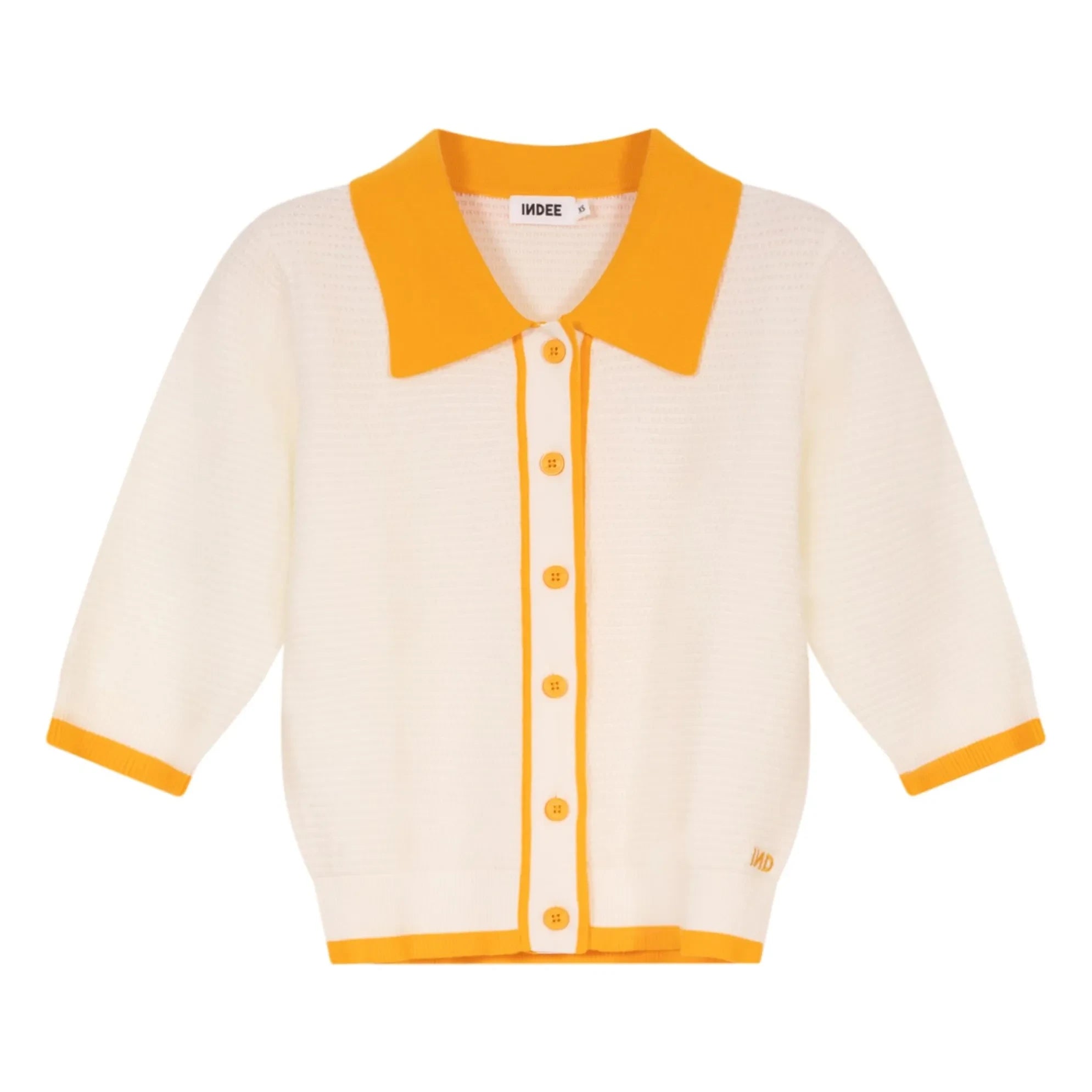 Indee - Polo con apariencia texturizada y ribetes en contraste | Blanco