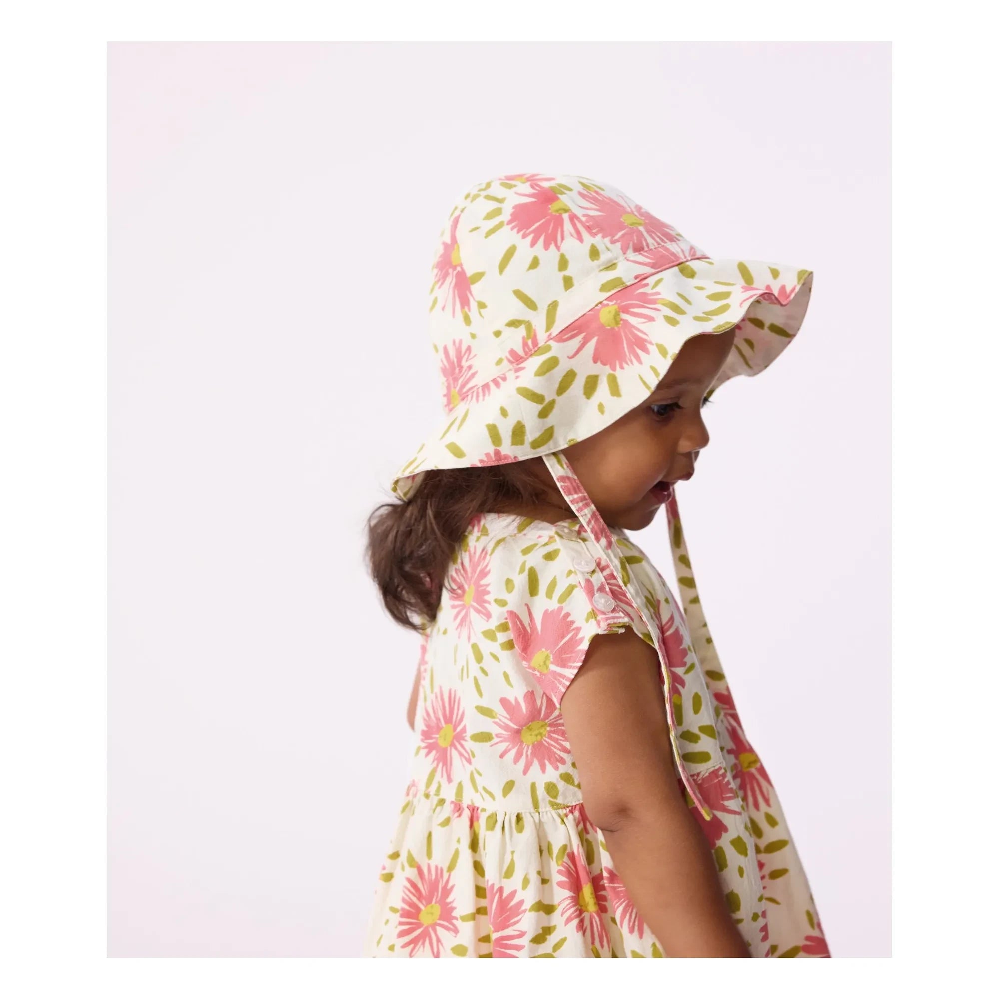 Petit Bateau - Capelina de crepé de algodón orgánico con estampado floral | Crudo