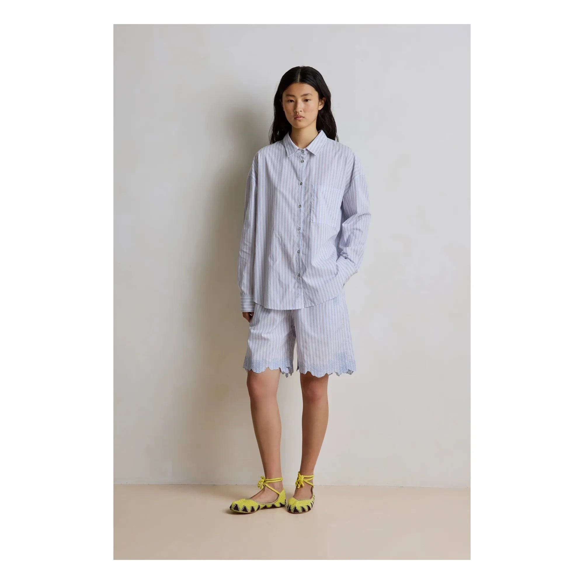 Hod - Kelya Camisa de rayas de algodón | Azul