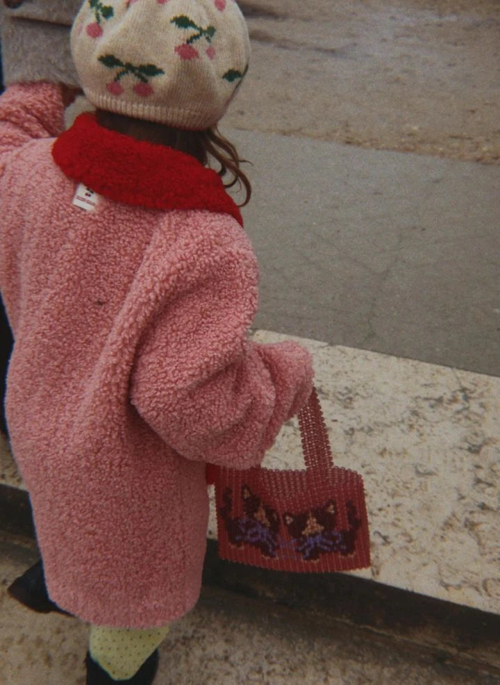 Konges Sløjd - Sarıp Sarmalayan Kalp Bouclé Kaban, Geri Dönüştürülmüş Elyaflardan Yapılmış | Pembe