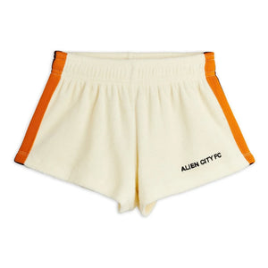 Mini Rodini - Pantalones cortos de felpa de algodón orgánico Alien City | Crudo