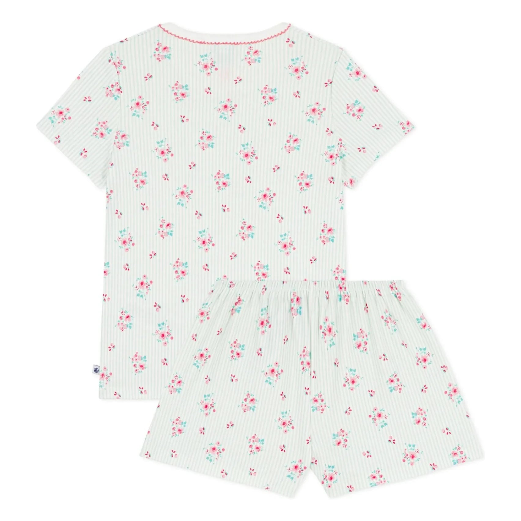Petit Bateau - Pantalón corto de pijama a rayas y flores | Verde