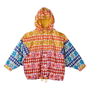 Fabula - Cortavientos Damier Fleurs | Naranja