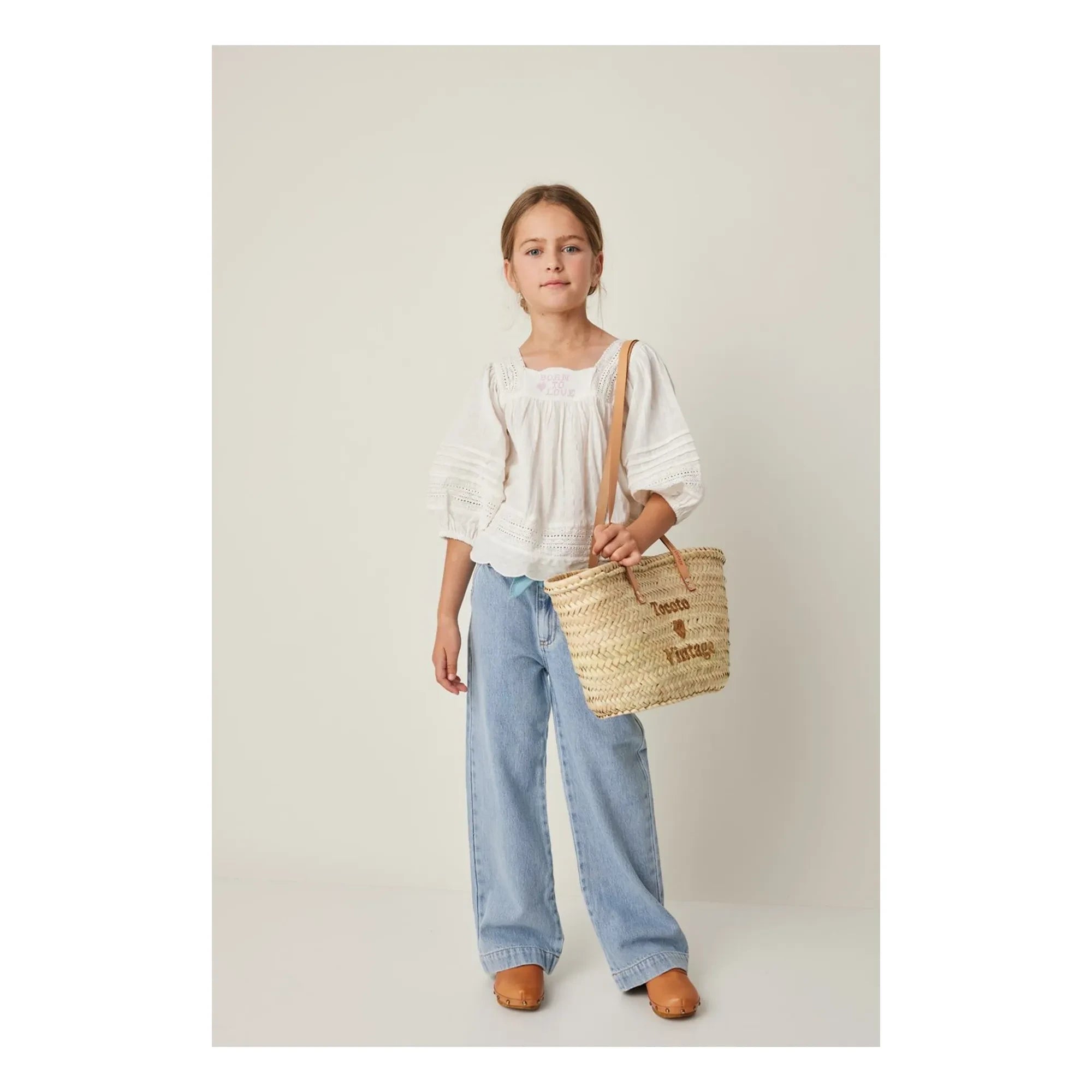Tocoto Vintage - Blusa bordada de manga 3/4 | Blanca