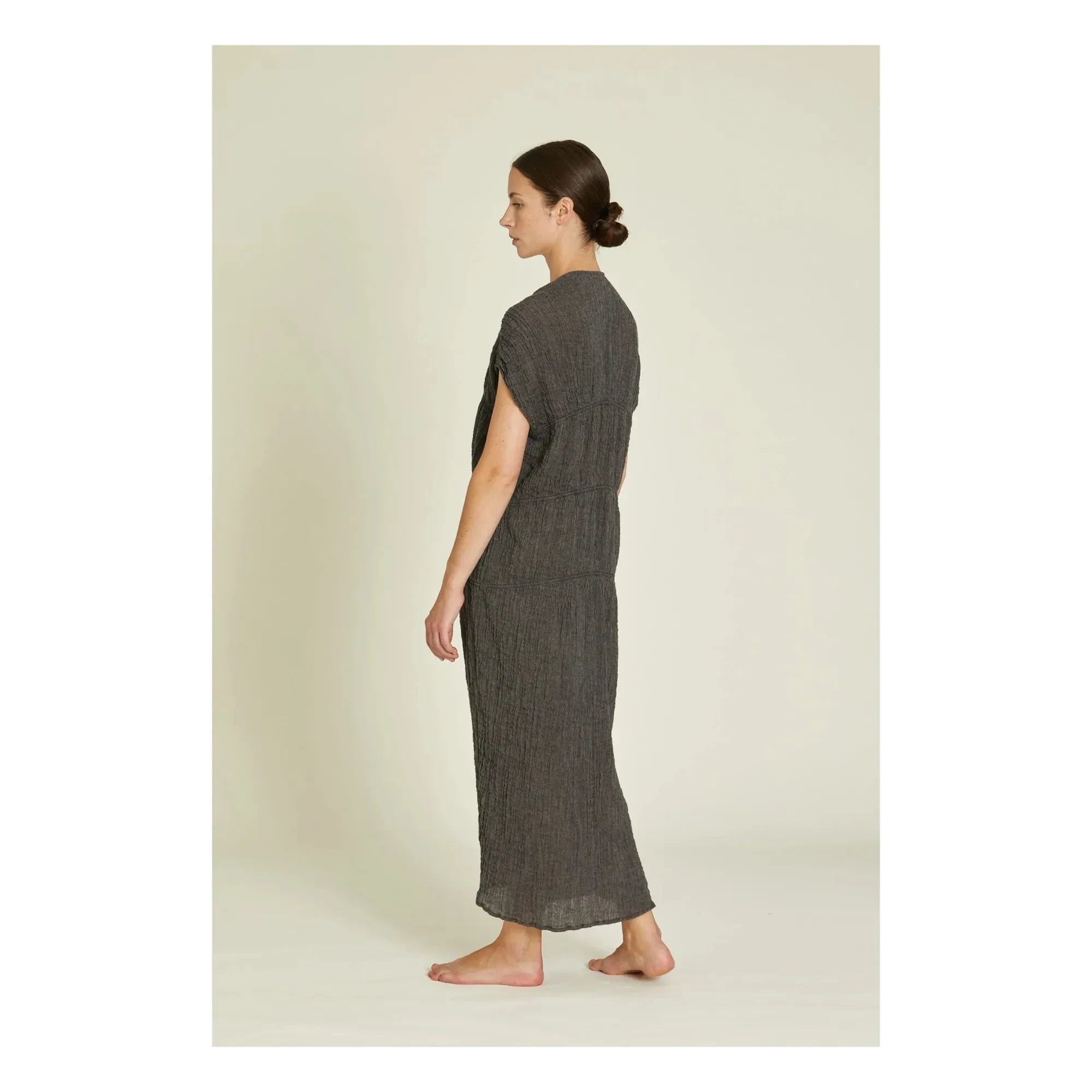 Black Crane - Gem Linen Dress | Gris pizarra oscuro